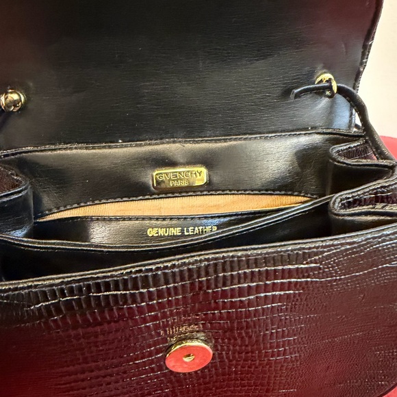 Elegant Vtg Givenchy Paris Black Embossed Lizard Women's Handbag Clutch - Picture 7 of 13